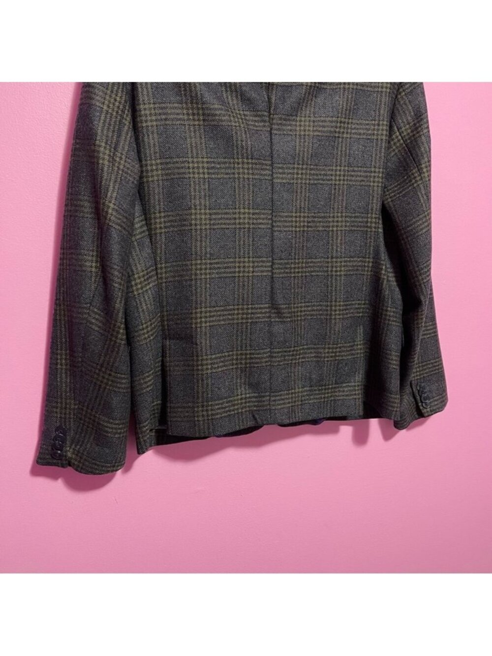 Cole Haan Grand OS Dark Grey Plaid Wool Blazer Jacket Men’s 40S - Picture 6 of 10